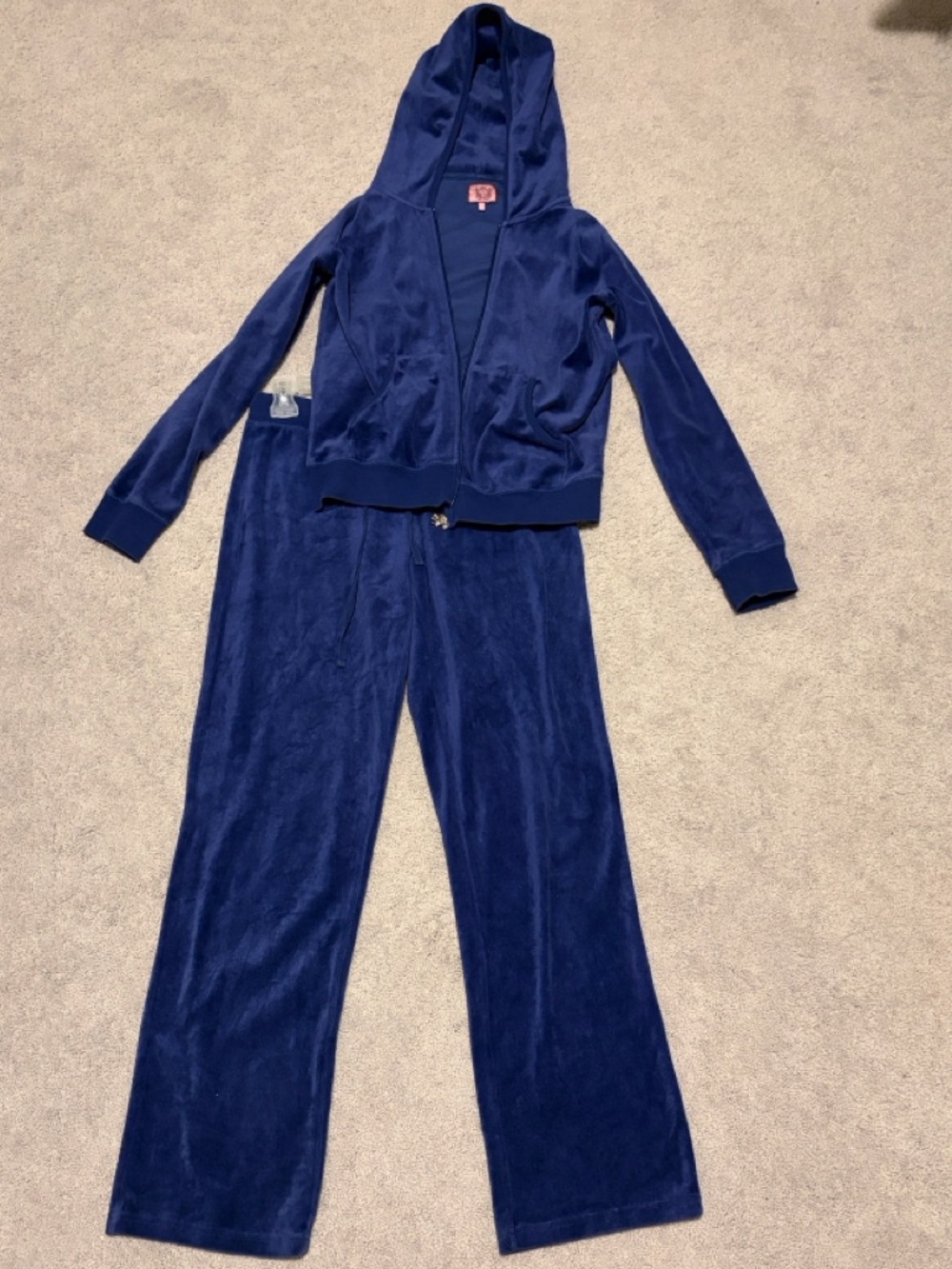 Vintage Y2K Navy Velour Zip Vintage Tracksuit set